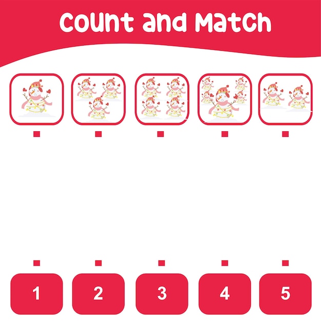 Count and match activity for children. Educational printable math worksheet. Vector file.