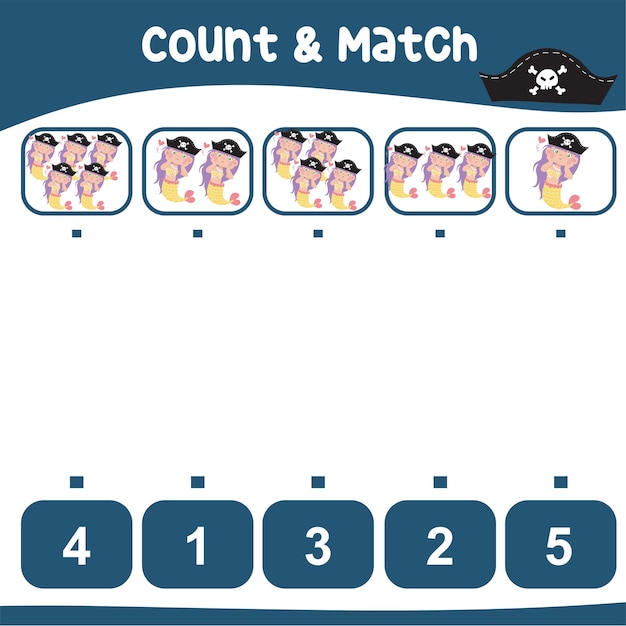 Count and match activity for children Educational printable math worksheet Worksheet for kid