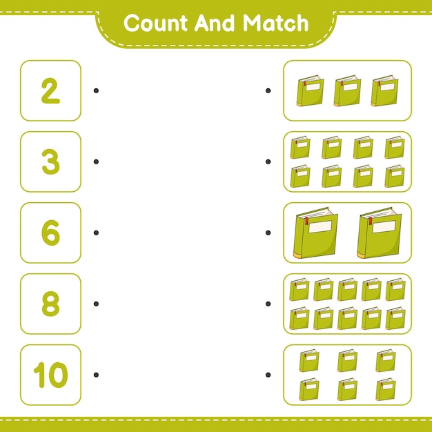 Count and match count the number of book and match with the right numbers