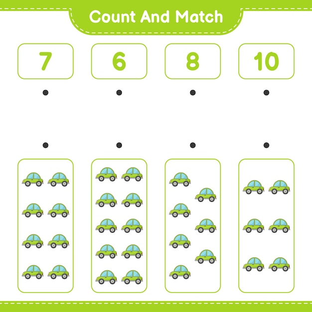 Count and match count the number of Car and match with the right numbers Educational children game