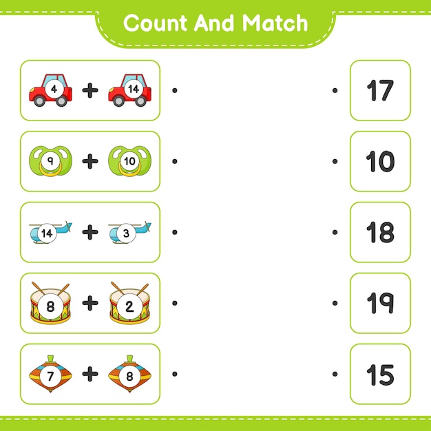 count and match count the number of car pacifier helicopter drum whirligig toy