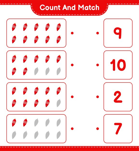 Count and match, count the number of christmas lights and match with right numbers. educational children game