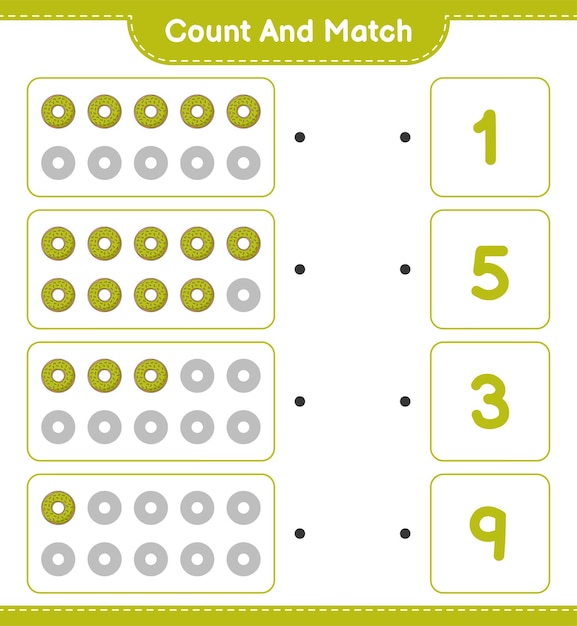 Count and match count the number of donut and match with the right numbers