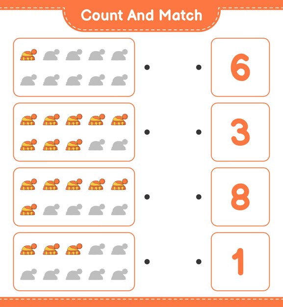 Count and match count the number of Hat and match with the right numbers Educational children game