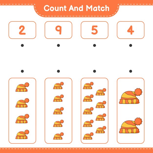 Count and match count the number of Hat and match with the right numbers Educational children game