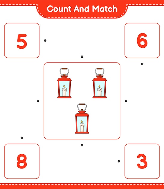 Count and match count the number of Lantern and match with the right numbers