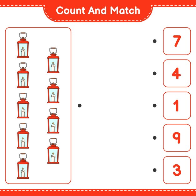 Count and match count the number of Lantern and match with the right numbers