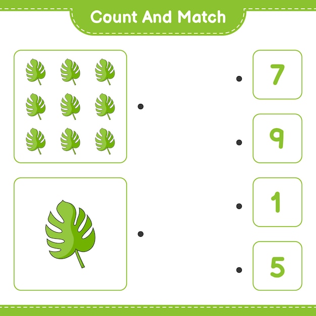 モンステラの数を数えて一致させ、正しい数と一致させます