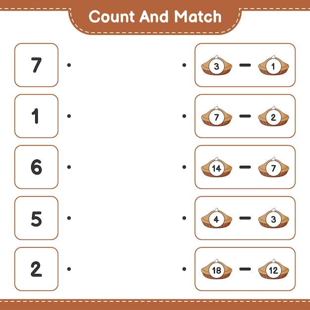 Count and match count the number of Pie and match with the right numbers