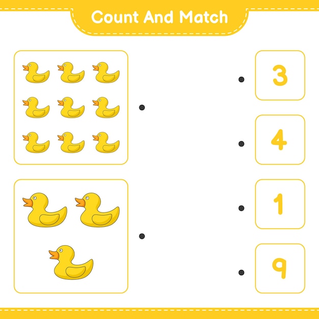 ラバーダックの数を数えて一致させ、正しい数と一致させます