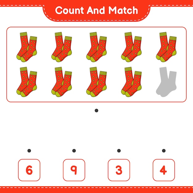 Count and match count the number of Socks and match with the right numbers