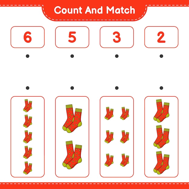 Count and match count the number of Socks and match with the right numbers