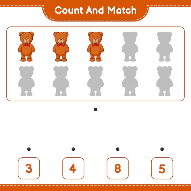 Count and match count the number of Teddy Bear and match with the right numbers