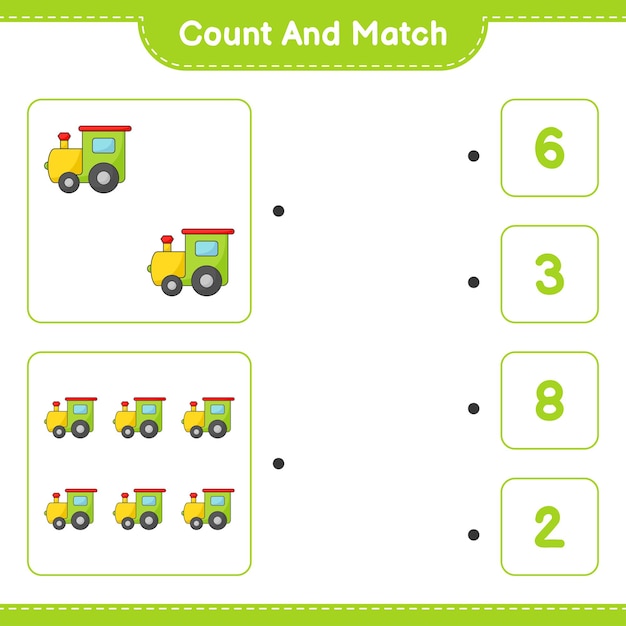 Count and match count the number of train and match with the right numbers