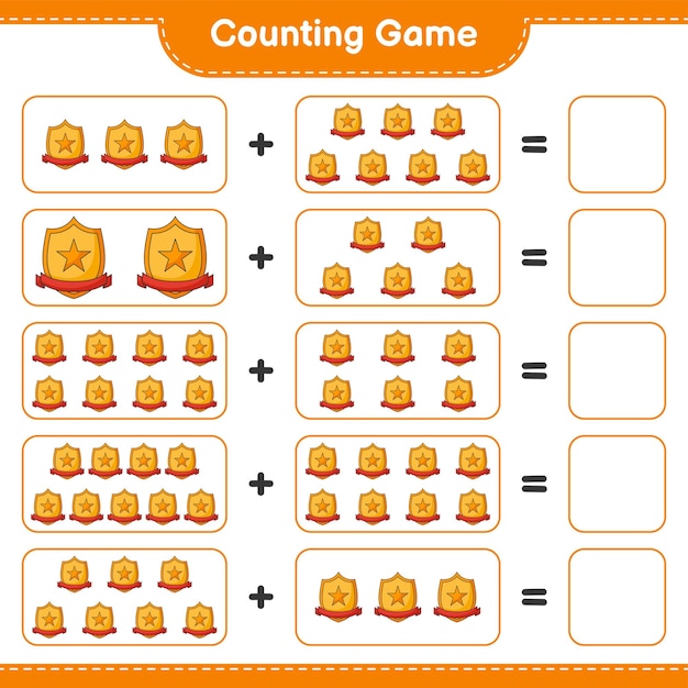 Count and match count the number of Trophy and match with the right numbers Educational children game printable worksheet vector illustration