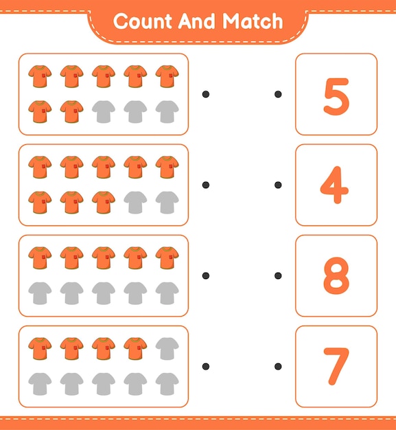 Count and match count the number of Tshirt and match with the right numbers