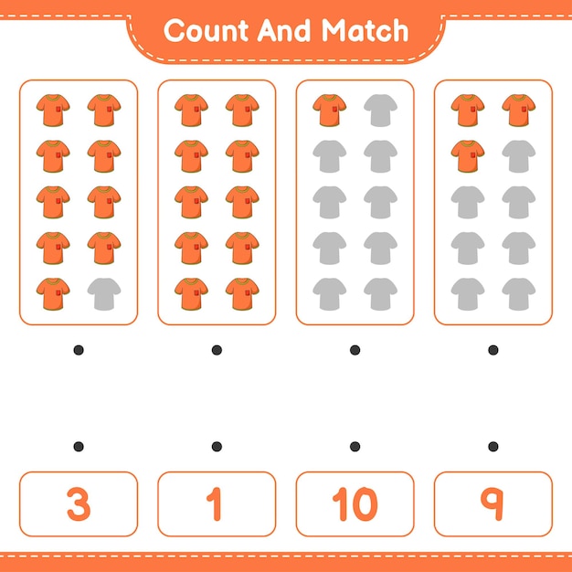 Count and match count the number of tshirt and match with the right numbers