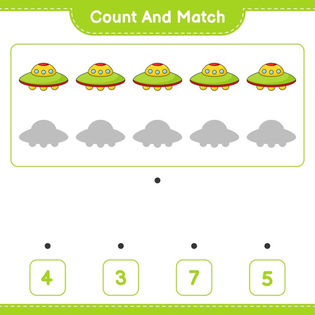 Count and match count the number of Ufo and match with the right numbers Educational children game