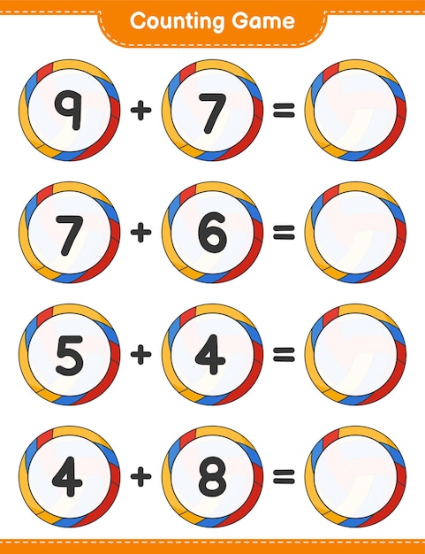 Count and match count the number of Volleyball and match with the right numbers Educational children game printable worksheet vector illustration