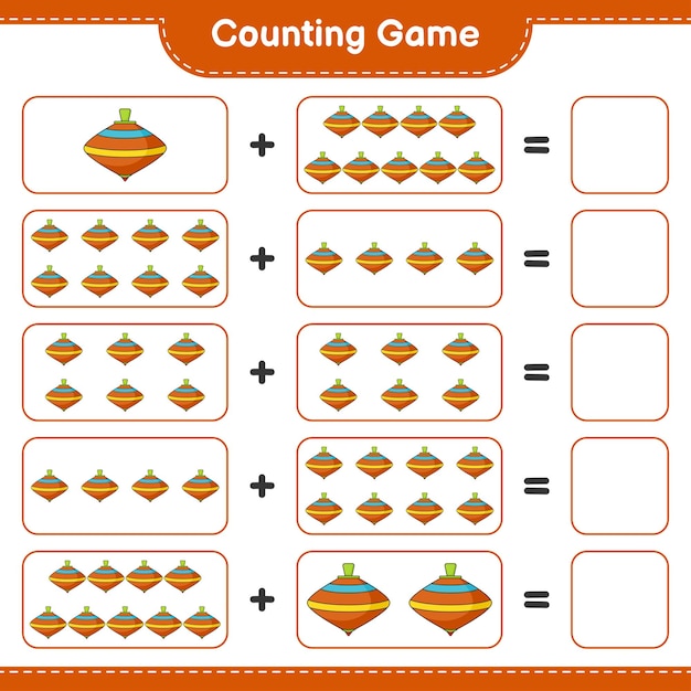 Count and match, count the number of Whirligig Toy and match with the right numbers. Educational children game, printable worksheet, vector illustration