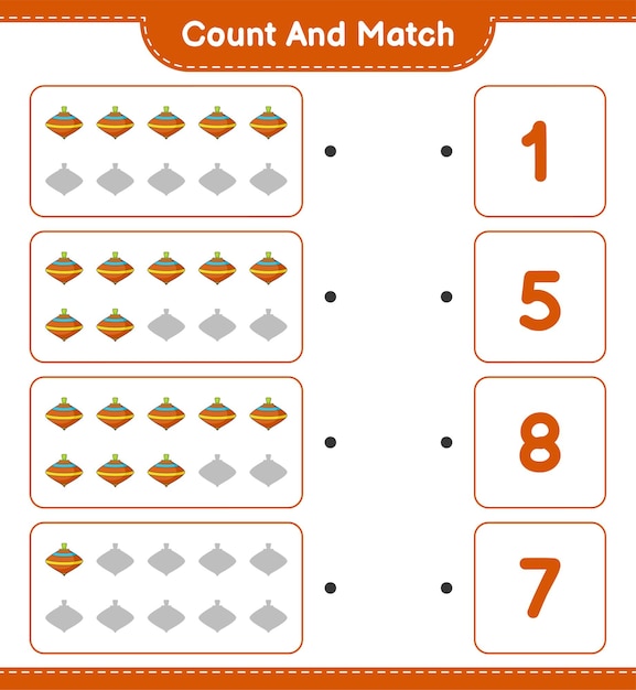 Count and match, count the number of Whirligig Toy and match with the right numbers.