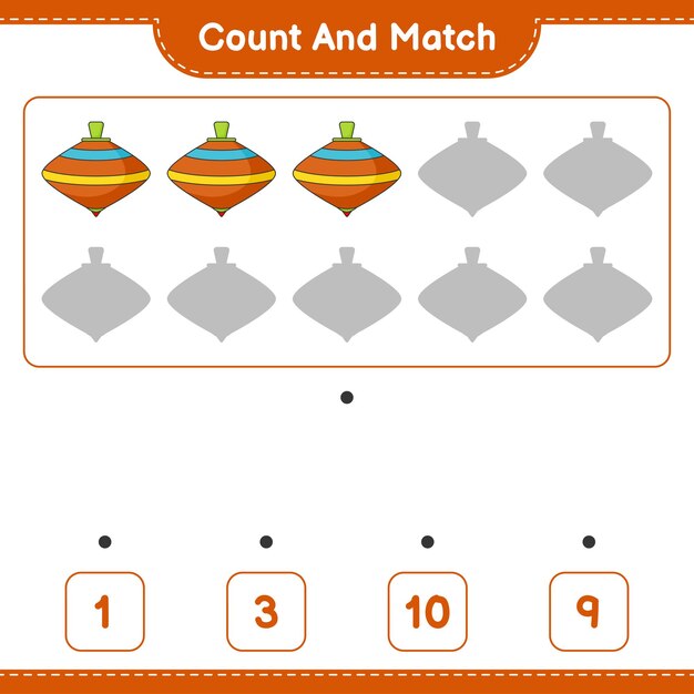 Count and match count the number of Whirligig Toy and match with the right numbers