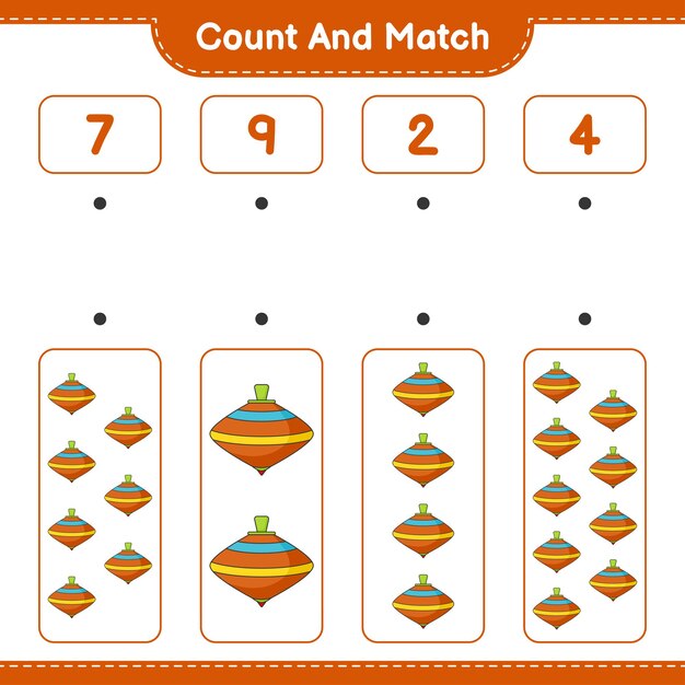 Count and match count the number of Whirligig Toy and match with the right numbers