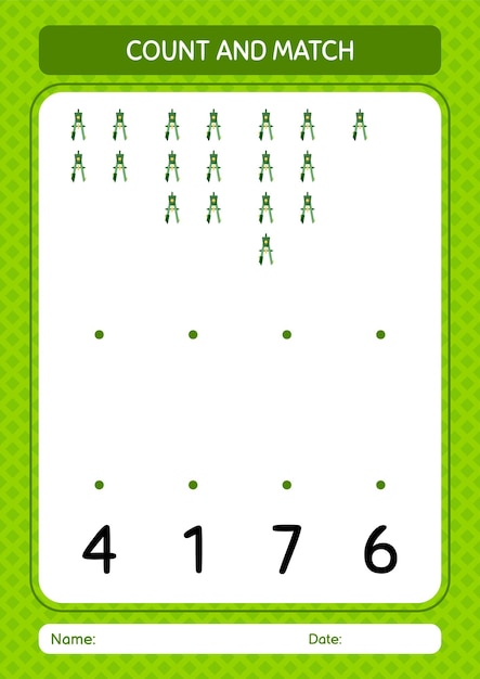 Count and match game with bow compass worksheet for preschool kids kids activity sheet