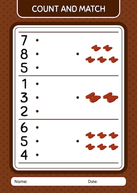 Count and match game with dates fruit worksheet for preschool kids kids activity sheet