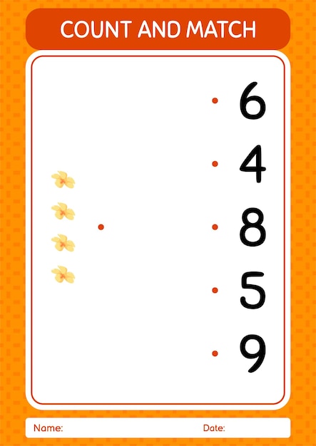 Count and match game with flower worksheet for preschool kids kids activity sheet