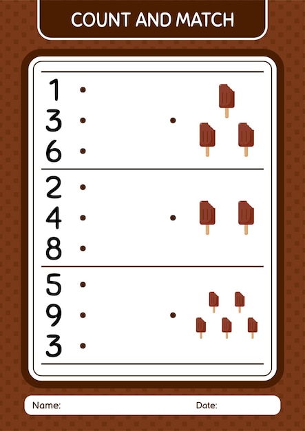 Count and match game with ice cream worksheet for preschool kids kids activity sheet