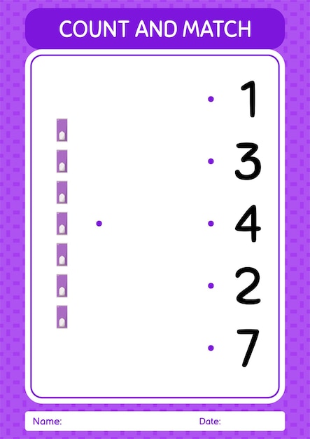 Count and match game with prayer rug worksheet for preschool kids kids activity sheet