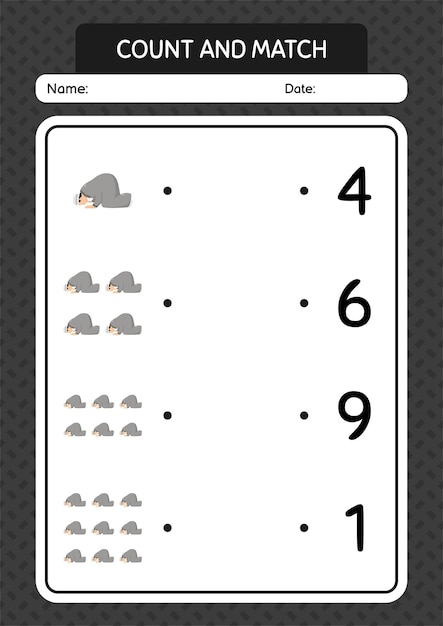 Count and match game with praying worksheet for preschool kids kids activity sheet