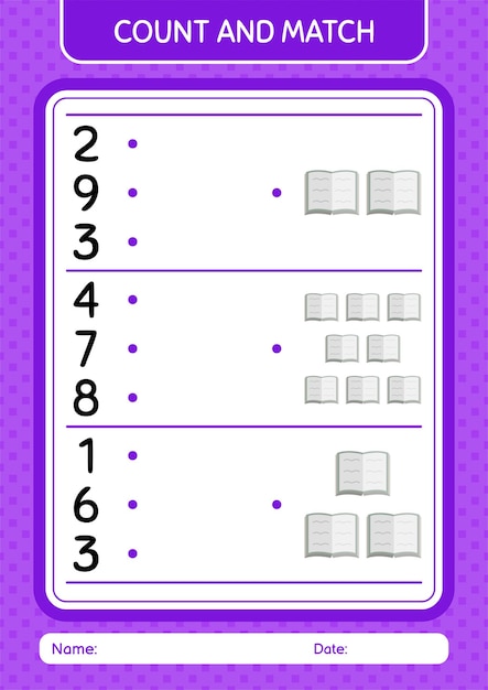 Count and match game with quran worksheet for preschool kids kids activity sheet