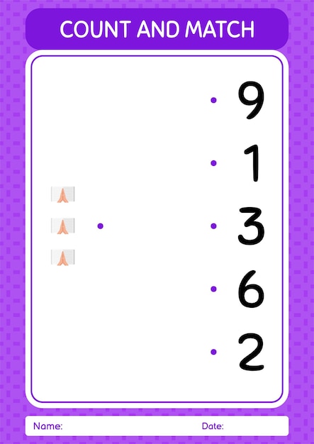 Count and match game with quran worksheet for preschool kids kids activity sheet