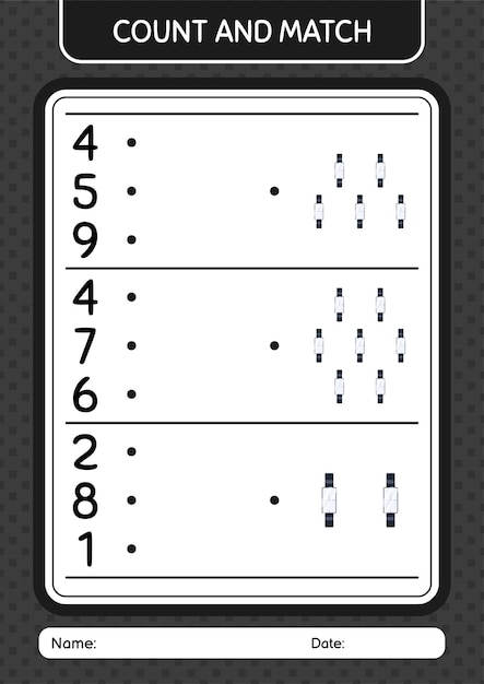 就学前の子供の子供の活動シートの時計ワークシートでゲームを数えて一致させる