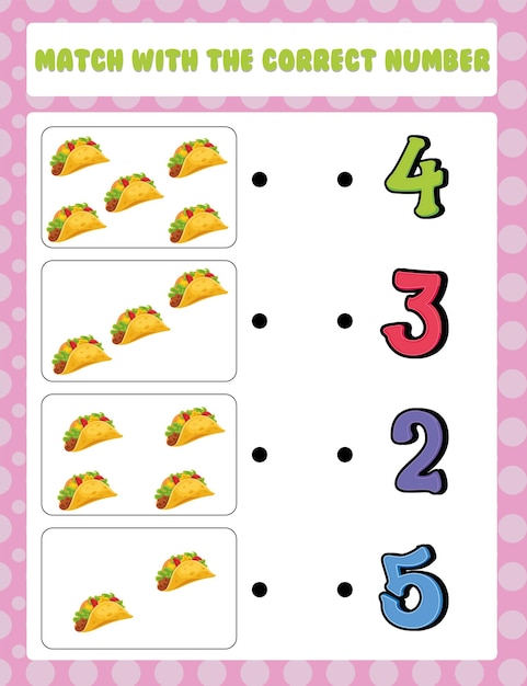 Count and match numbers math worksheet template