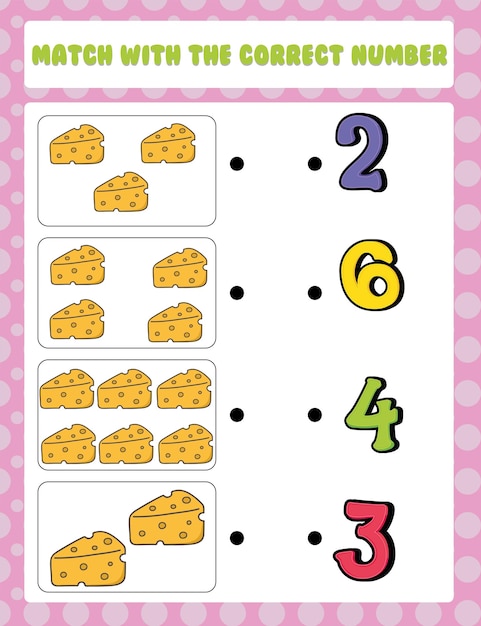 Count and match numbers math worksheet template