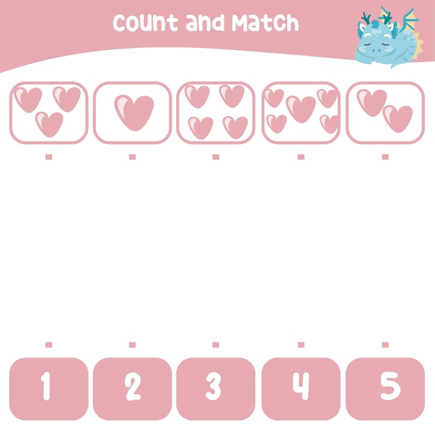 Count and match together worksheet. Educational printable math worksheet. Math game for children.