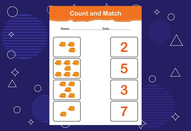 Count and match with the correct number Matching education game Count how many items and choose the correct number