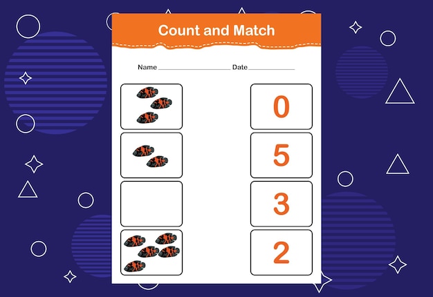 Count and match with the correct number Matching education game Count how many items and choose the correct number