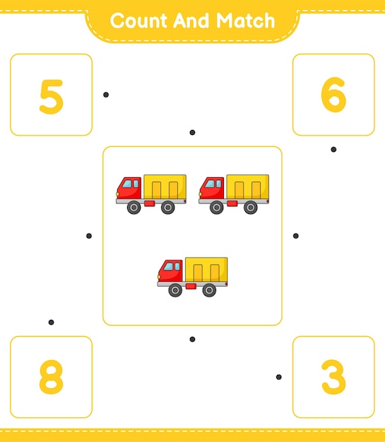 подсчитайте количество грузовиков и сравните их с правильными числами