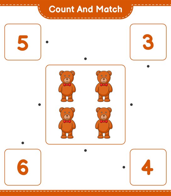 count the number of Teddy Bear and match with the right numbers