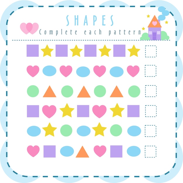 Count pattern and write Learn shapes and geometric figures Preschool or kindergarten worksheet