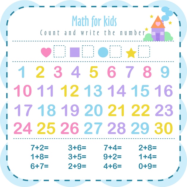 Count and write the number Learn shapes and geometric figures Preschool or kindergarten math work