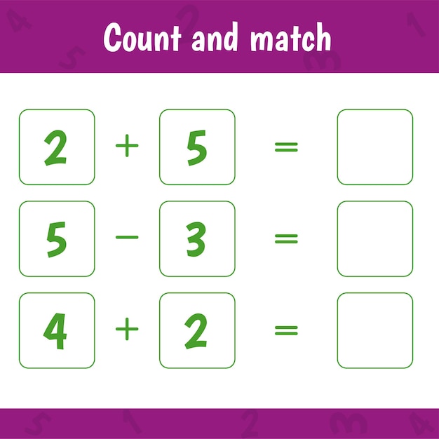 Count and write the number. Preschool or kindergarten worksheet. Vector illustration.