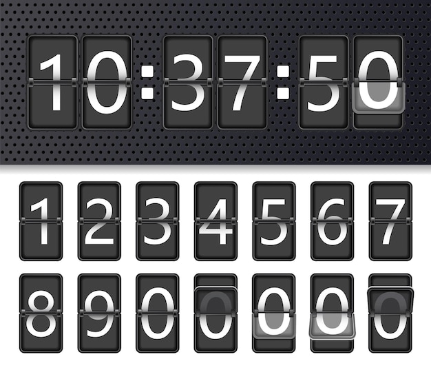 カウントダウンタイマークロックメカニカルフリップスコアボードレトロなベクトル表示イラストメカニックボードのフリップ番号