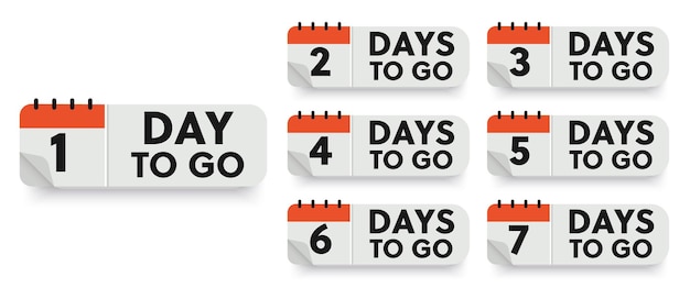 Countdown badges Number of days left to go from 1 to 7 Countdown left days