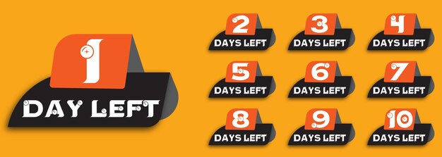 countdown days left to go timer banner Black Gold Grey sky blue green red orange