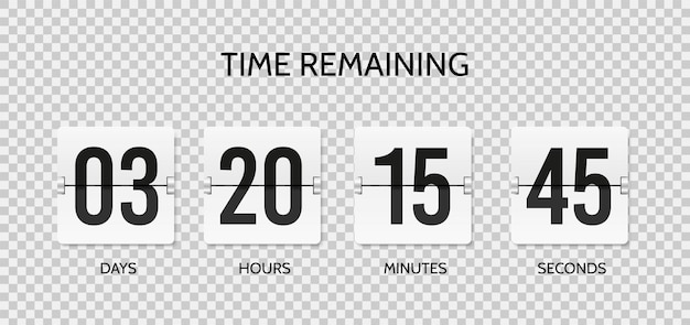countdown flip clock. counter mechanical banner. realistic scoreboard or flipboard